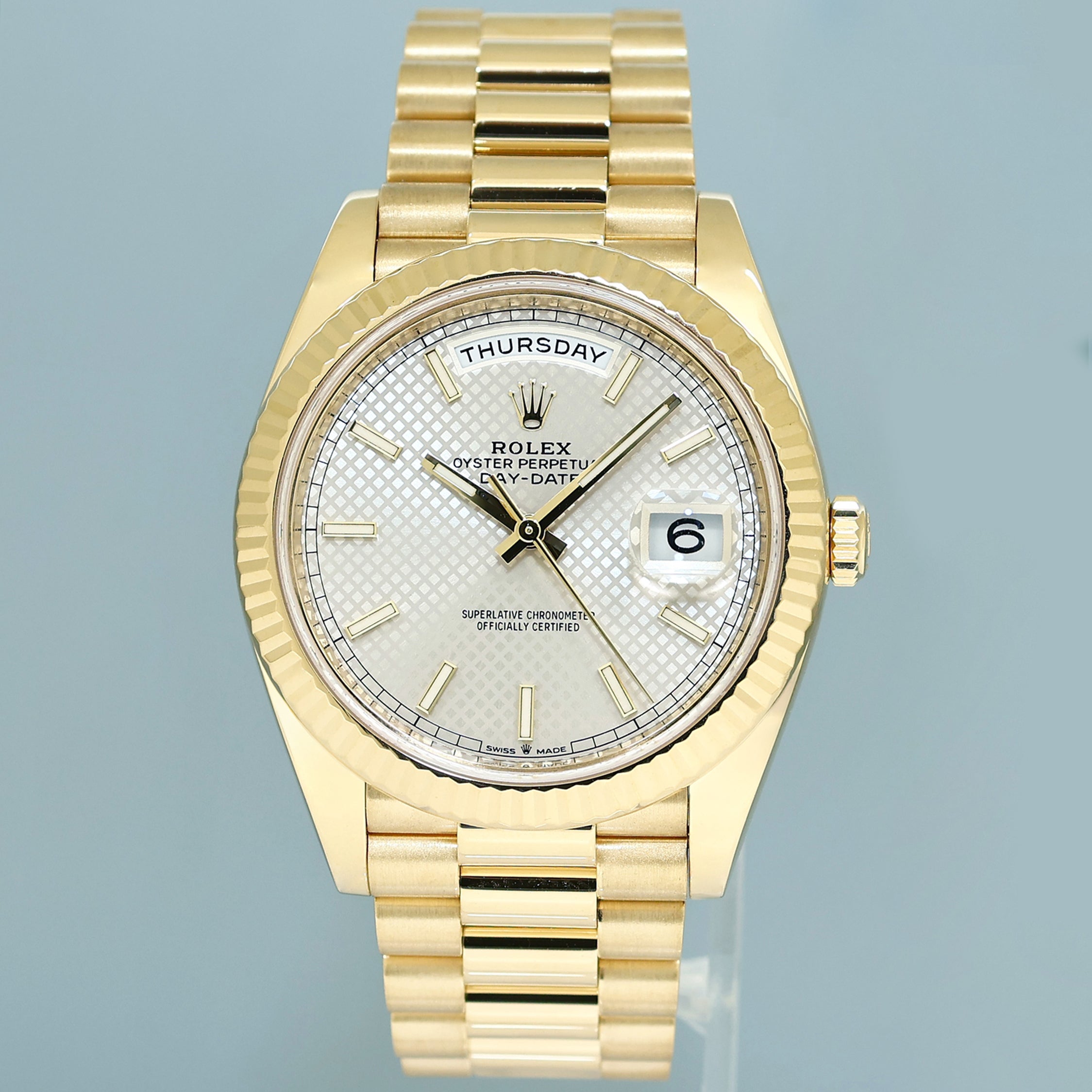 2021 PAPERS Rolex Day-Date 40 President 228238 Silver Motif Yellow Gold Watch Box