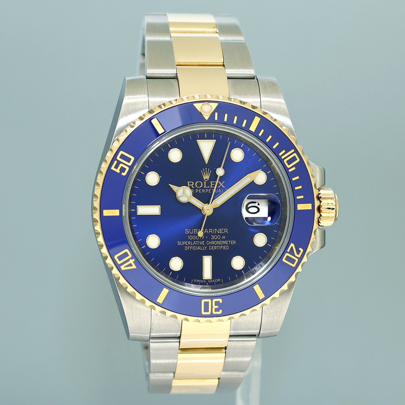 MINT 2018 Rolex Submariner Blue Ceramic 116613LB Two Tone Yellow Gold Watch Box