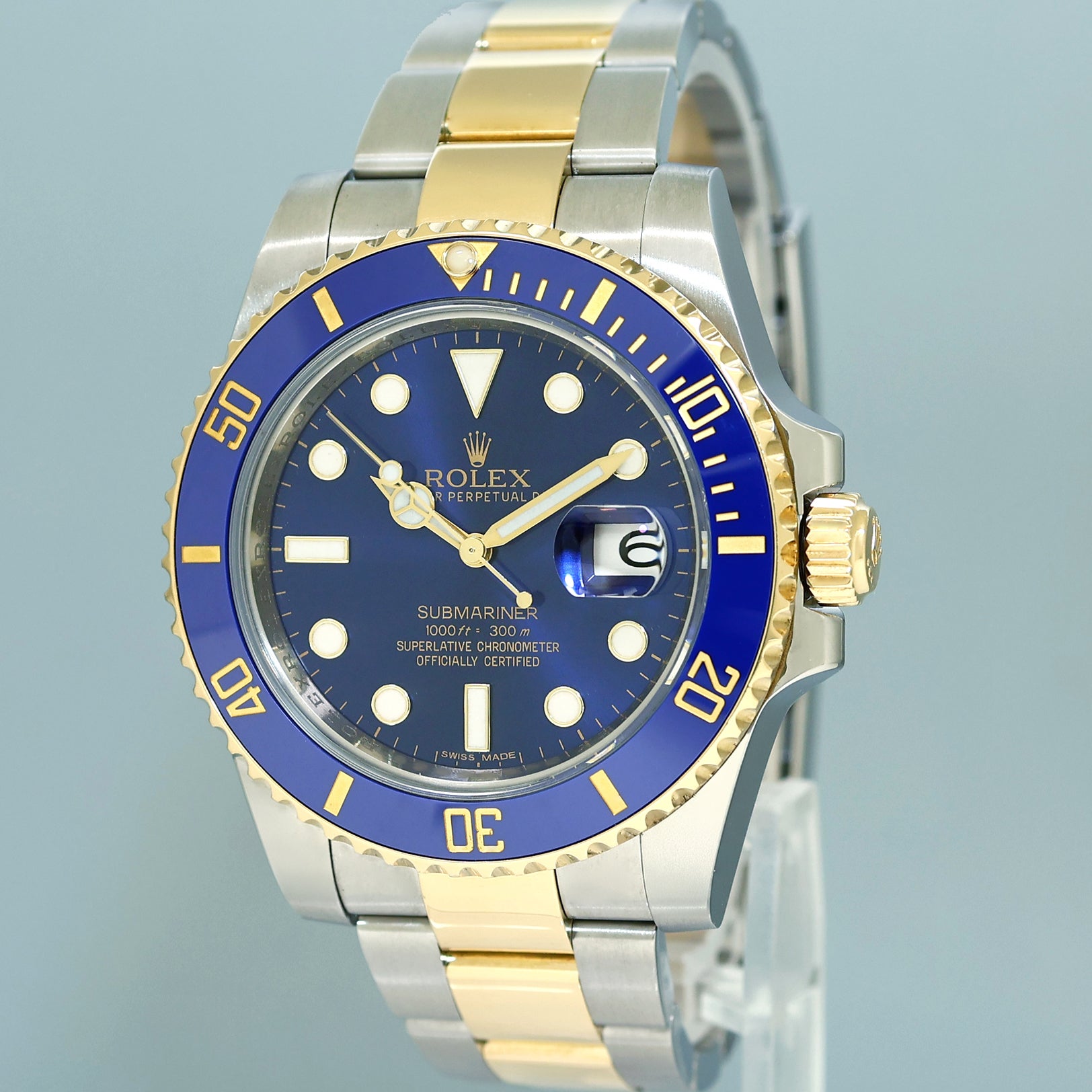 MINT 2018 Rolex Submariner Blue Ceramic 116613LB Two Tone Yellow Gold Watch Box