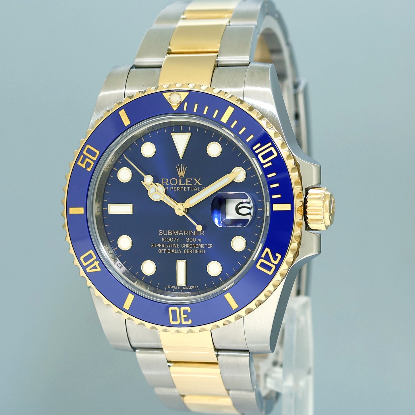 MINT 2020 PAPERS Rolex Submariner Blue Ceramic 116613LB Two Tone Yellow Gold Watch Box