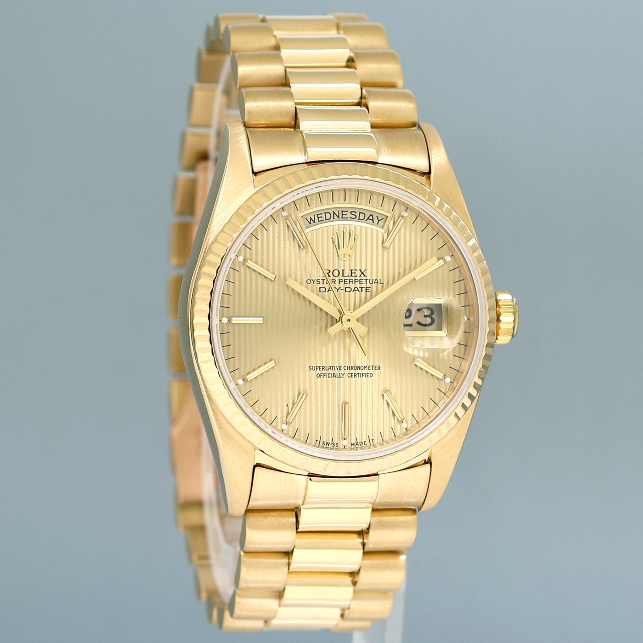 Rolex President Day Date Champagne Roman 18238 Double Quick Set Yellow Gold Watch