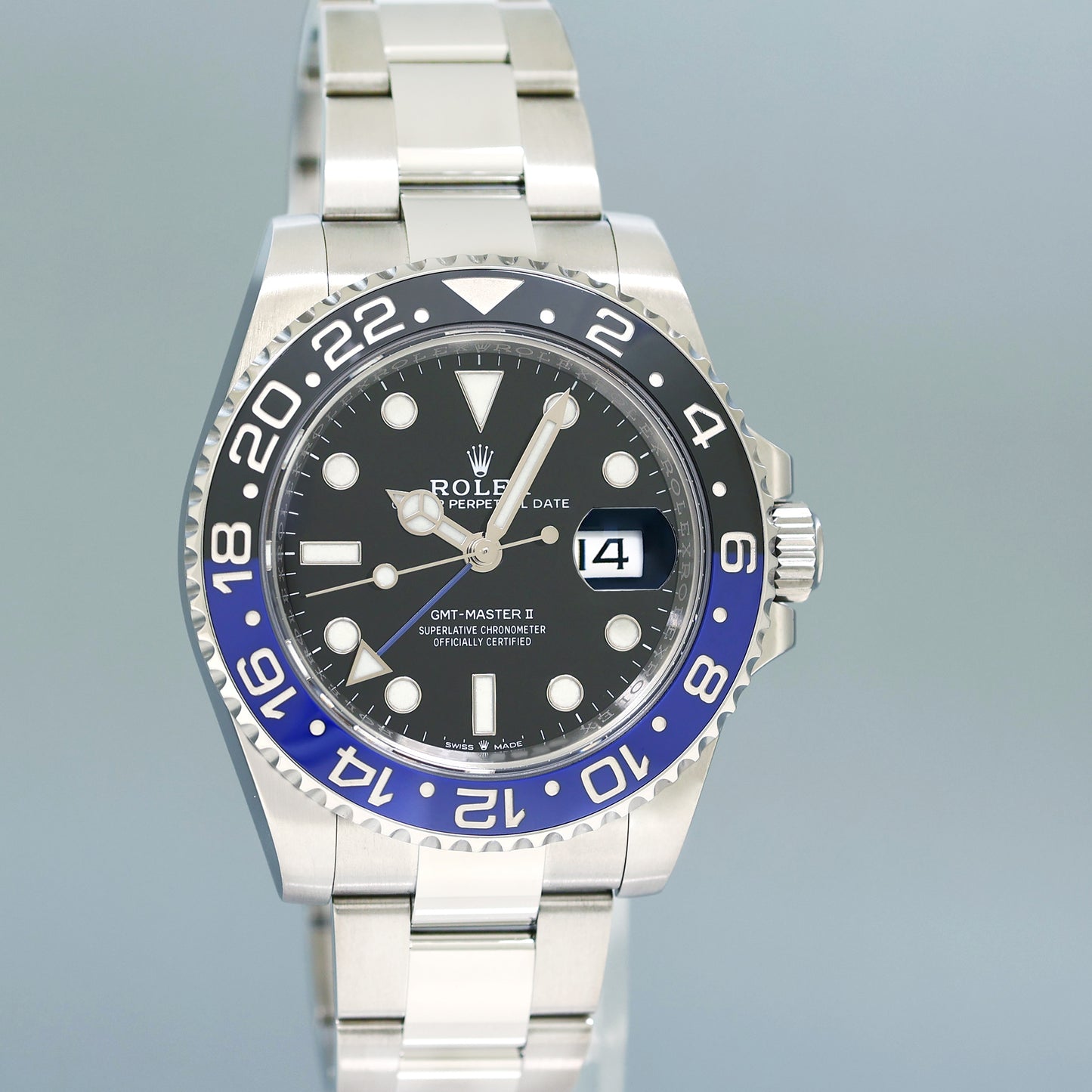 2022 NEW PAPERS Rolex 126710 GMT Master Batman Black Blue Oyster Ceramic Watch