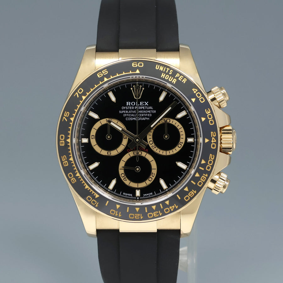2023 MINT Rolex Oysterflex Daytona 126518LN Yellow Gold Black Dial Ceramic Watch Box