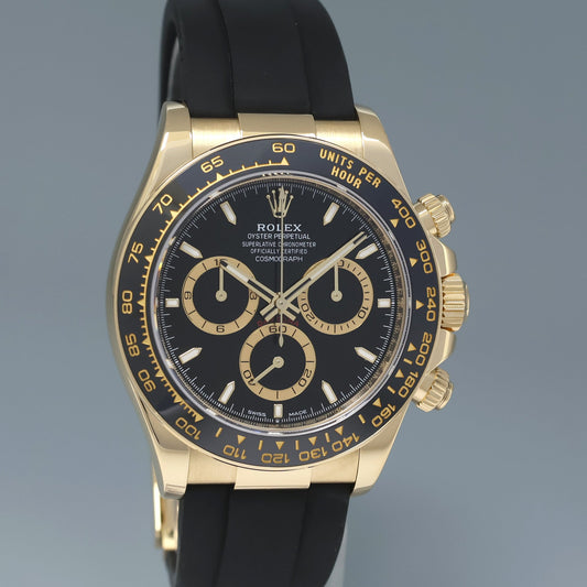 2023 MINT Rolex Oysterflex Daytona 126518LN Yellow Gold Black Dial Ceramic Watch Box