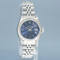 Ladies Rolex DateJust 26mm Blue Stick White Gold Fluted Steel Jubilee Watch 69174