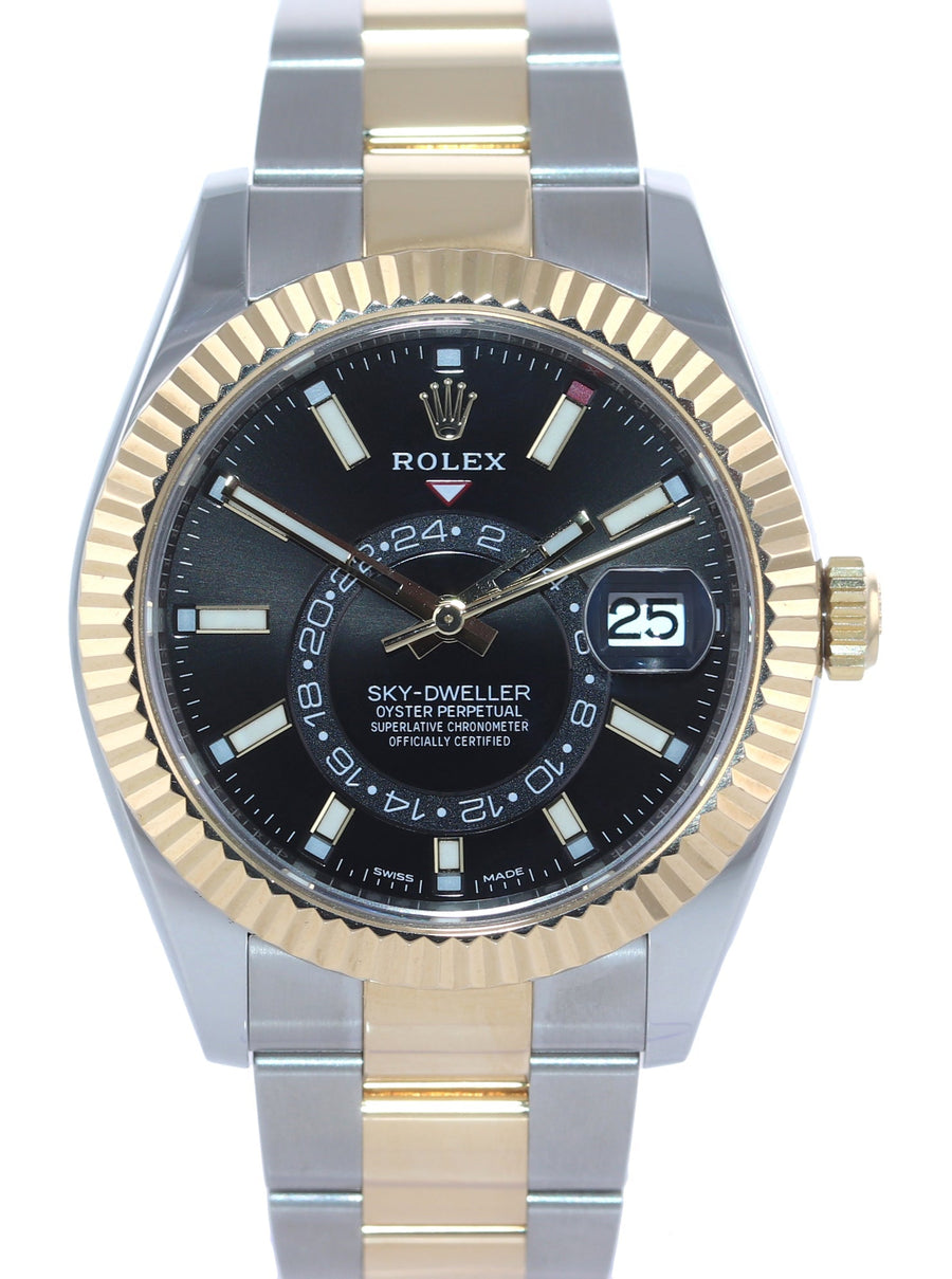 2022 MINT Rolex Sky-Dweller 326933 Black Two Tone Gold Steel 42mm Watch Box