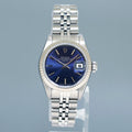 Ladies Rolex DateJust 26mm Blue Stick White Gold Fluted Steel Jubilee Watch 69174