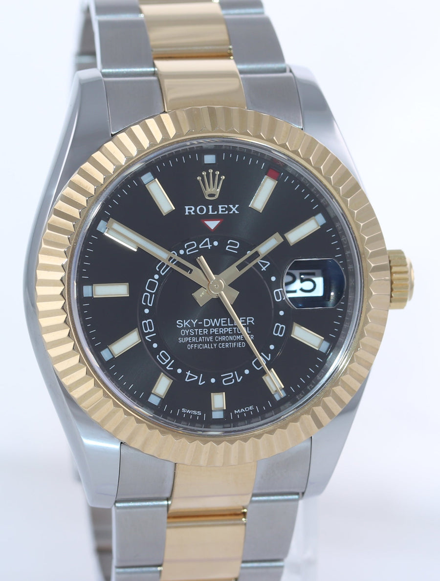 2022 MINT Rolex Sky-Dweller 326933 Black Two Tone Gold Steel 42mm Watch Box