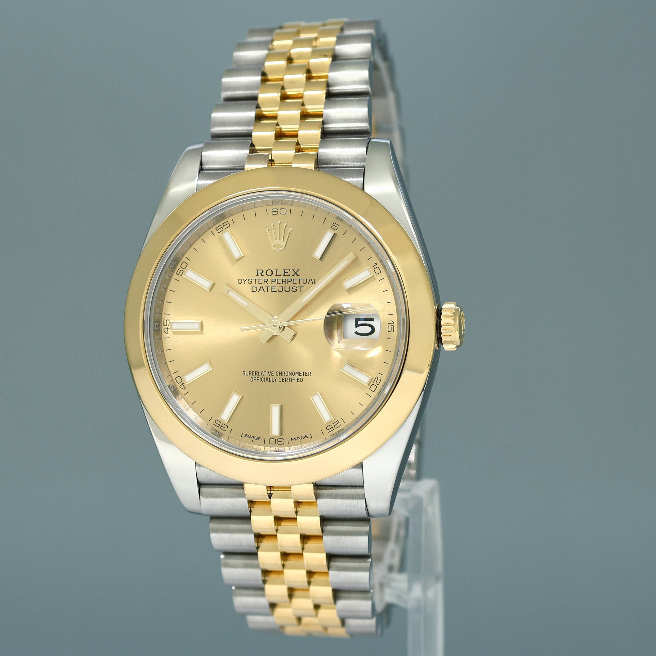 PAPERS MINT Rolex DateJust 41 Two Tone Yellow Gold Jubilee 126303 Champagne Watch