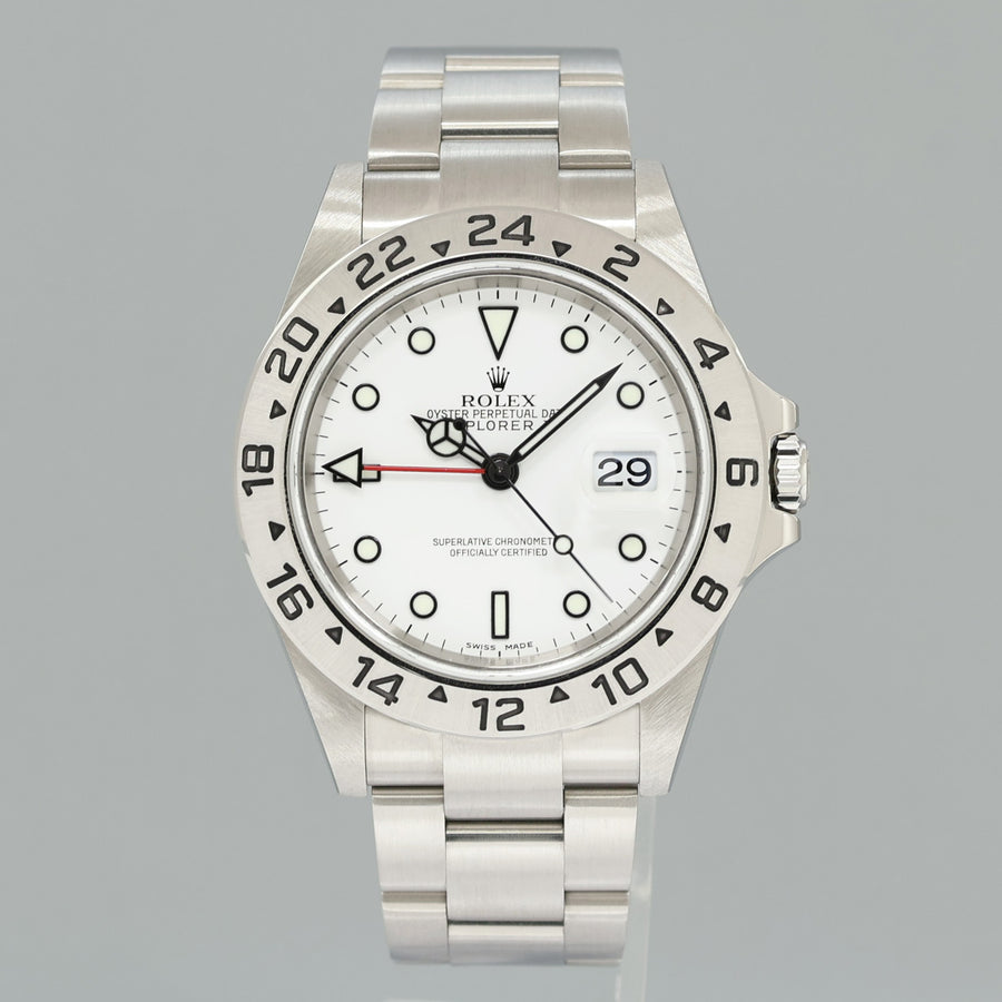 2005 MINT Rolex Explorer II White 16570 40mm No Holes Polar GMT Watch Box