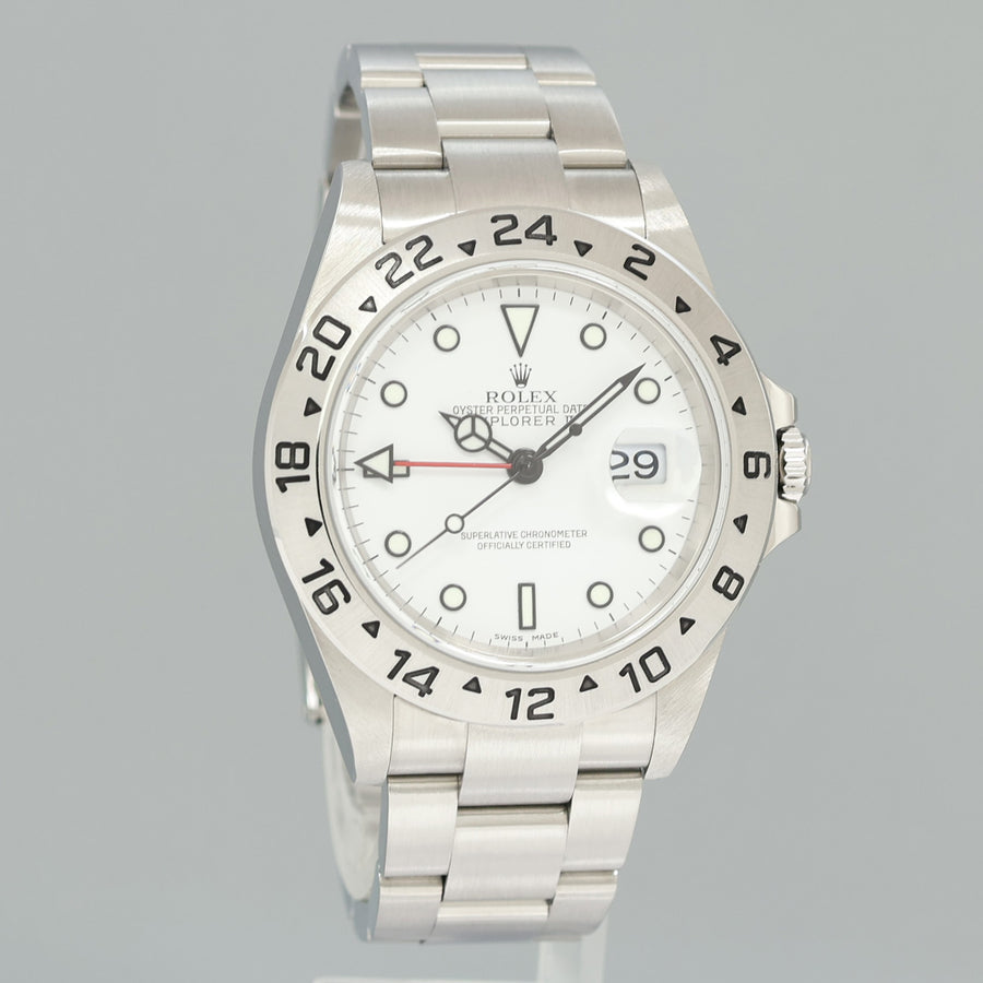 2005 MINT Rolex Explorer II White 16570 40mm No Holes Polar GMT Watch Box