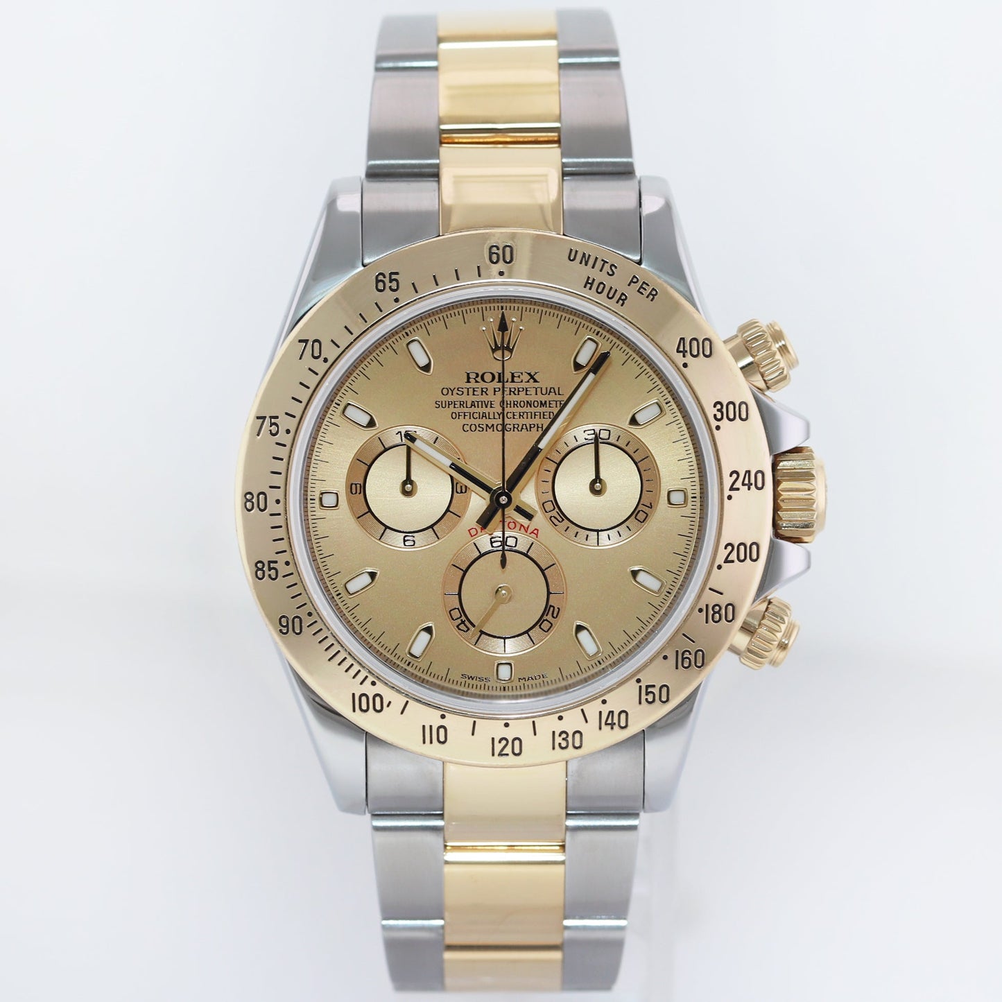2013 PAPERS MINT Rolex Daytona 116523 Chronograph Champagne Steel Gold Two Tone Watch