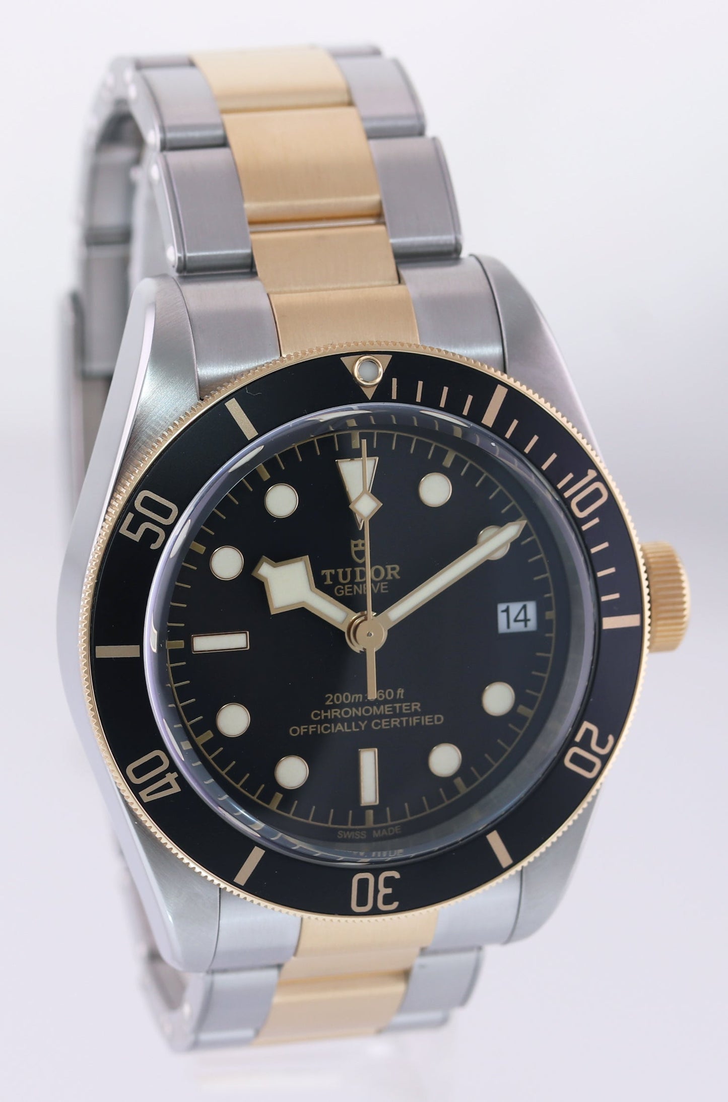 MINT Tudor Black Bay Heritage 79733N Two Tone Black 41mm Date Dive Watch