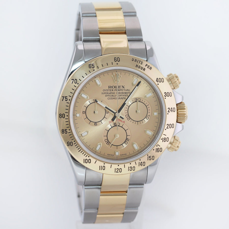 2015 MINT Rolex Daytona 116523 Chronograph Champagne Steel  Gold Two Tone Watch