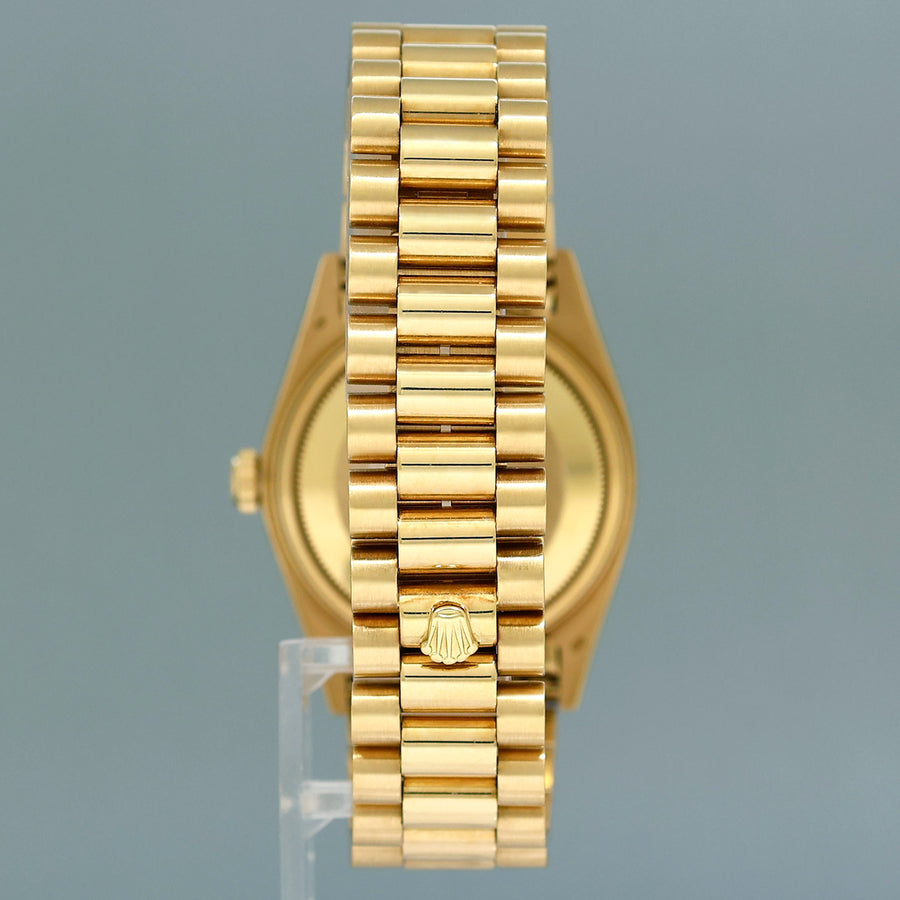 1982 PAPERS Rolex President Day-Date Diamond 18038 Quickset Yellow Gold Watch