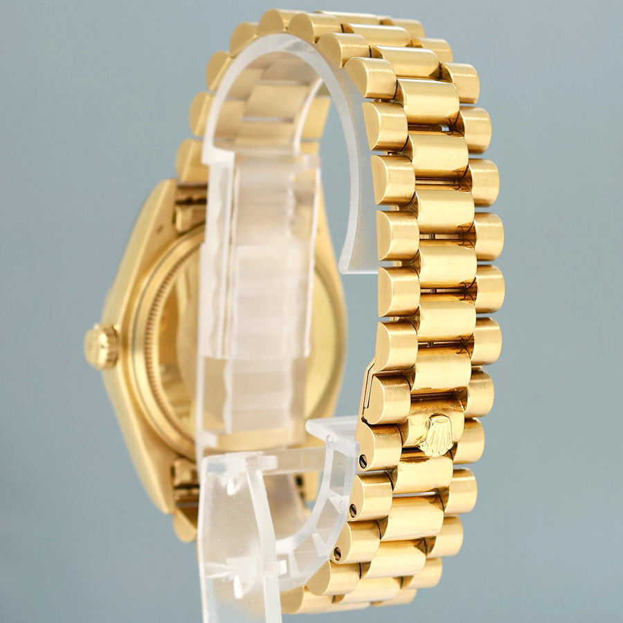 1982 PAPERS Rolex President Day-Date Diamond 18038 Quickset Yellow Gold Watch