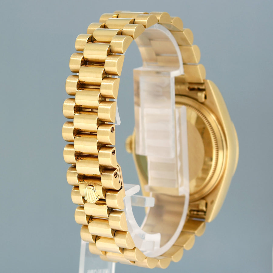 1982 PAPERS Rolex President Day-Date Diamond 18038 Quickset Yellow Gold Watch
