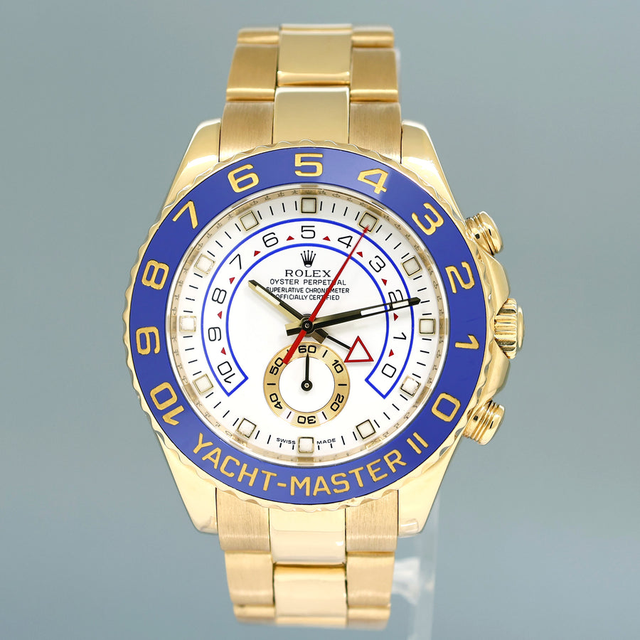 2014 PAPERS Rolex Yacht-Master 2 Yellow Gold 116688 44mm Blue Ceramic Watch Box