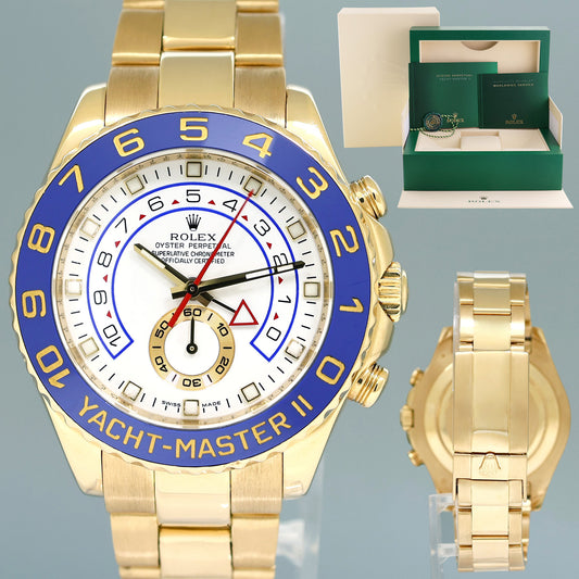 MINT Rolex Yacht-Master II 18k Yellow Gold 116688 44mm Regatta Blue Watch Box