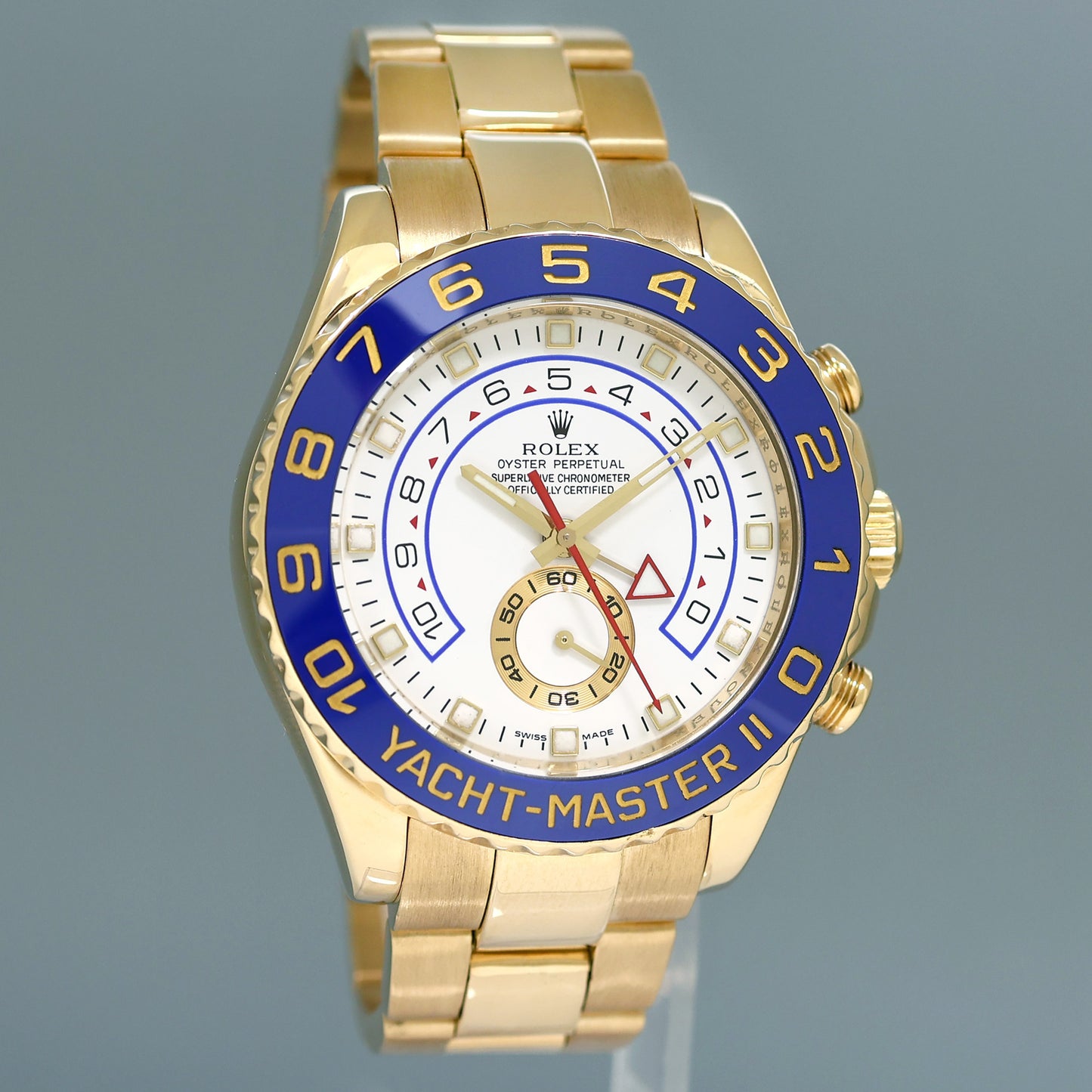 2014 PAPERS Rolex Yacht-Master 2 Yellow Gold 116688 44mm Blue Ceramic Watch Box