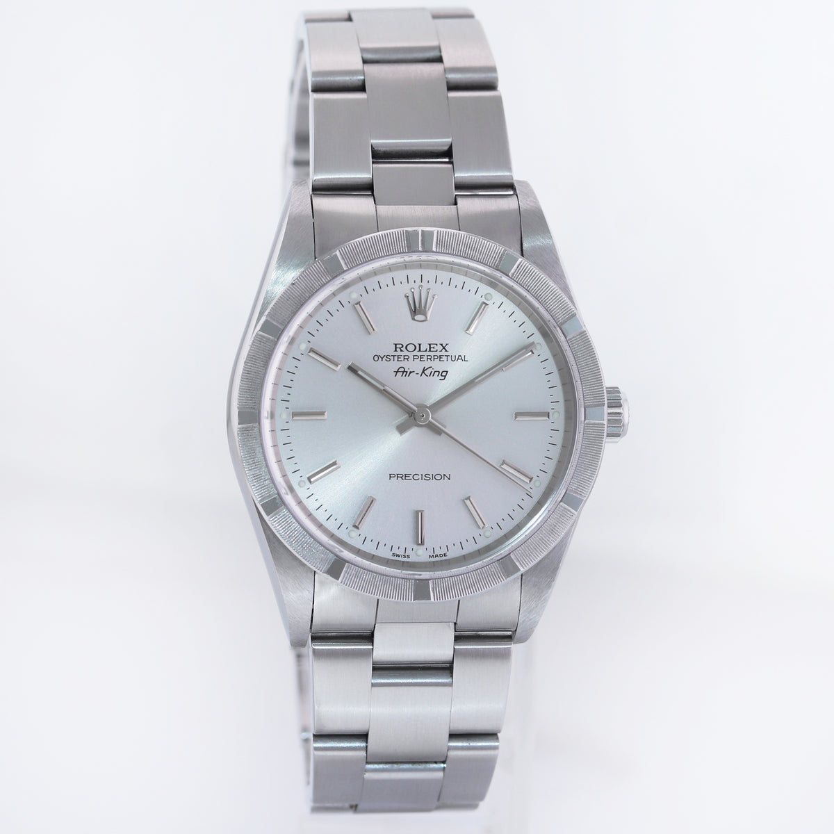 2005 MINT Rolex Air-King 14010 Silver Stick Dial 34mm Steel Watch Box