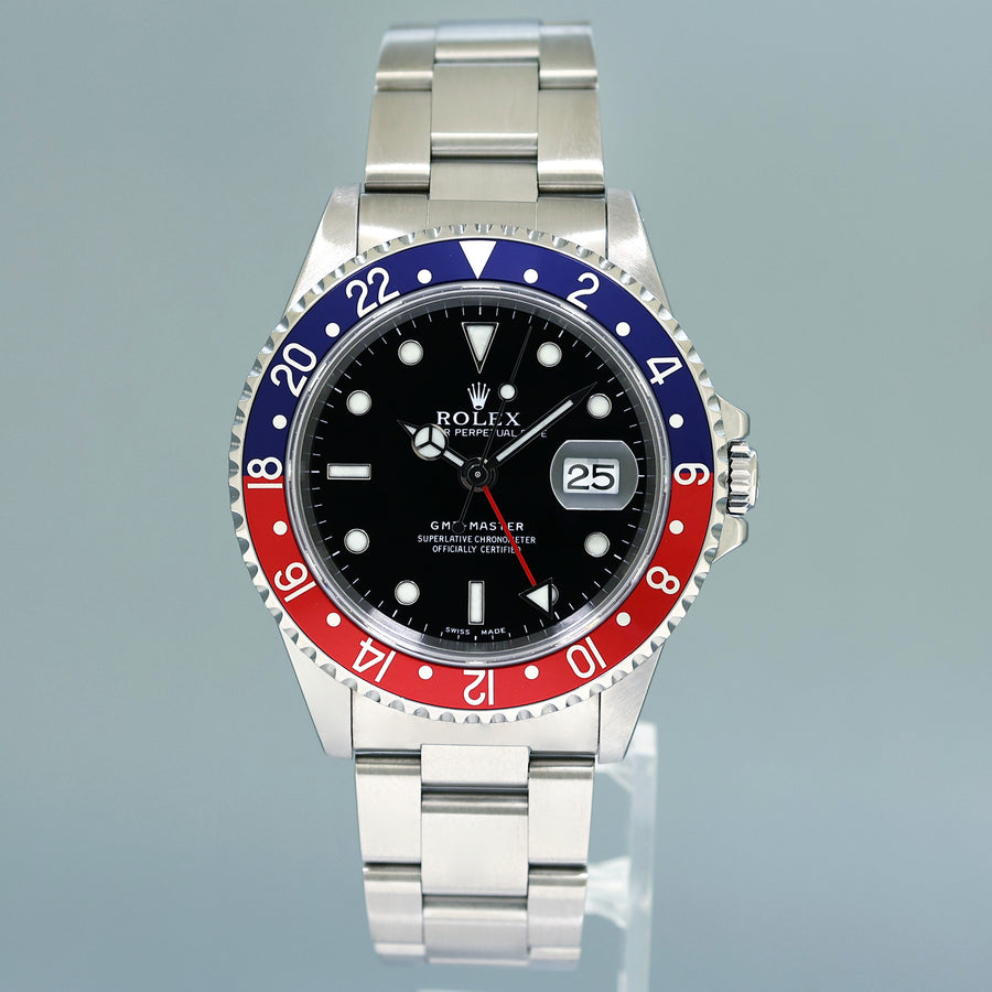 RSC 2025 PAPERS SERVICED Rolex GMT-Master Pepsi 40mm Blue Red Steel 16700 Watch
