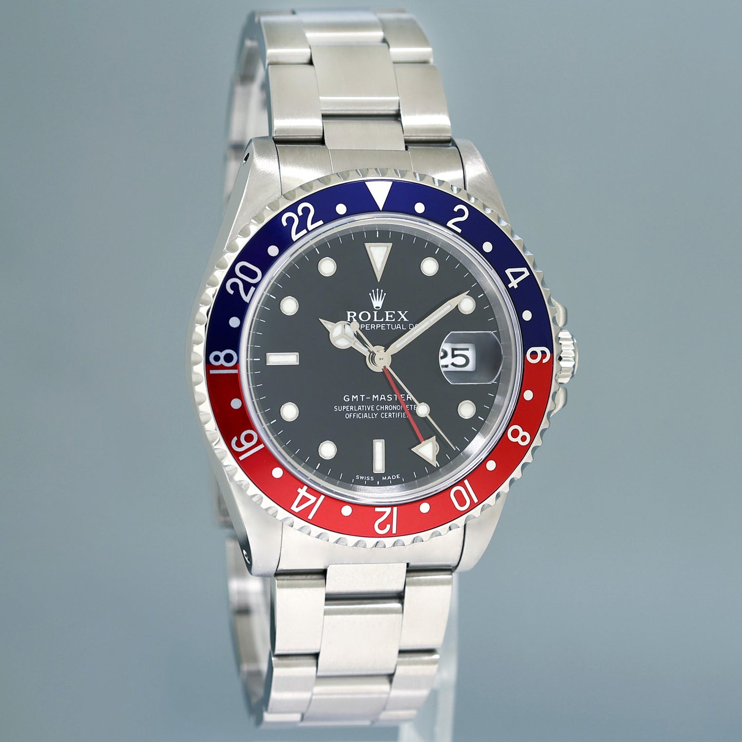 RSC 2025 PAPERS SERVICED Rolex GMT-Master Pepsi 40mm Blue Red Steel 16700 Watch