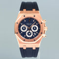 Audemars 39mm Piguet Rose Gold Blue Limited 100 "QE II CUP" Diamond 26277OR Watch