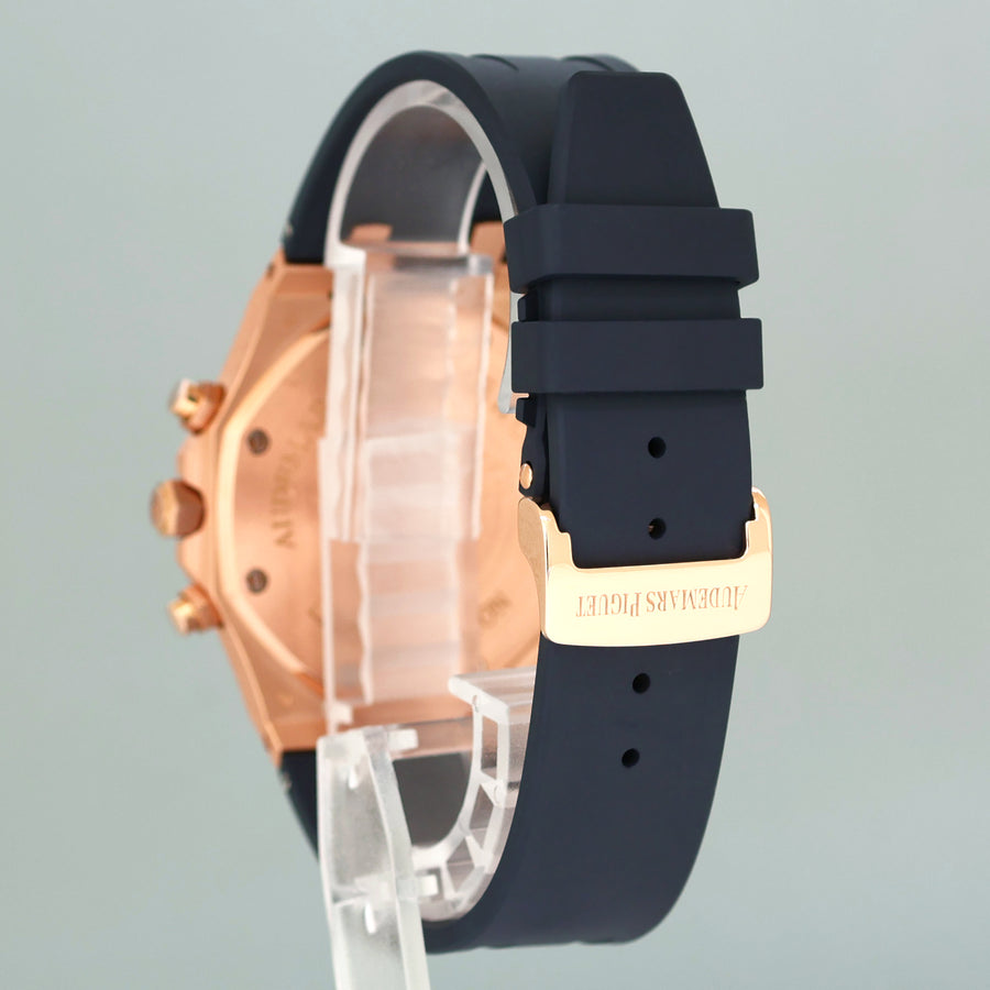 Audemars 39mm Piguet Rose Gold Blue Limited 100 "QE II CUP" Diamond 26277OR Watch