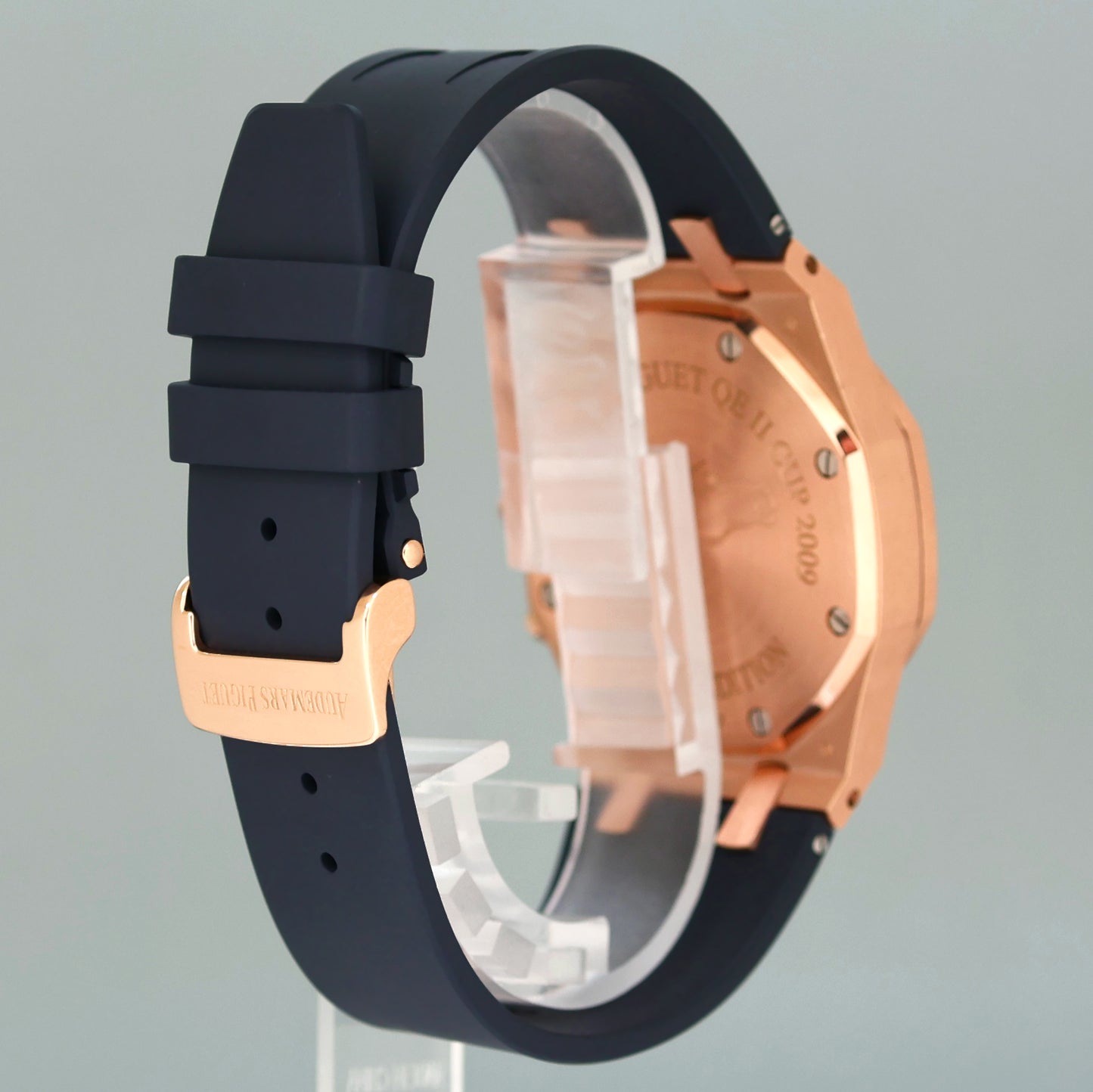 Audemars 39mm Piguet Rose Gold Blue Limited 100 "QE II CUP" Diamond 26277OR Watch