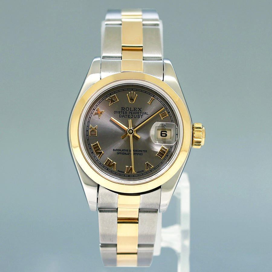 MINT Ladies Rolex DateJust 79163 Silver Roman Two-Tone Oyster Watch Box
