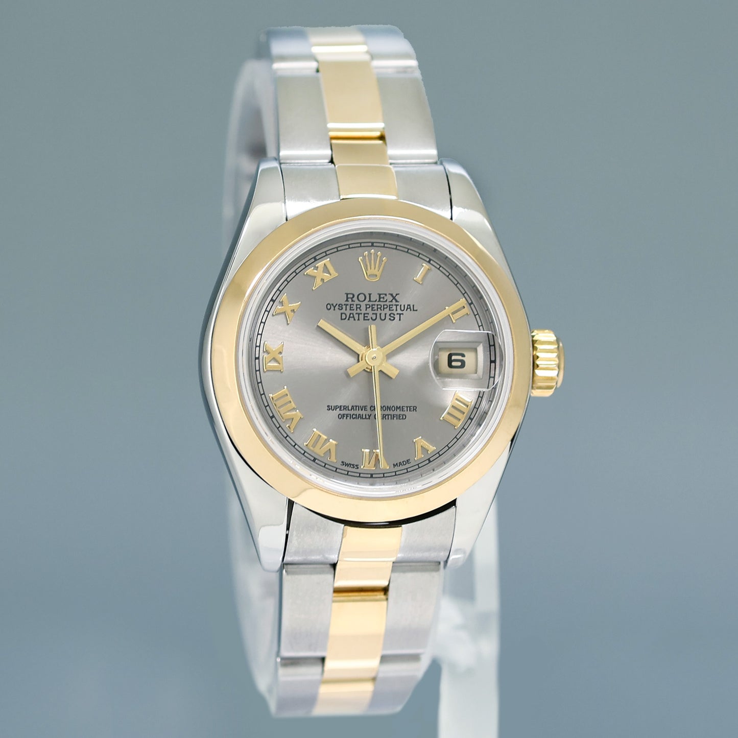 MINT Ladies Rolex DateJust 79163 Silver Roman Two-Tone Oyster Watch Box