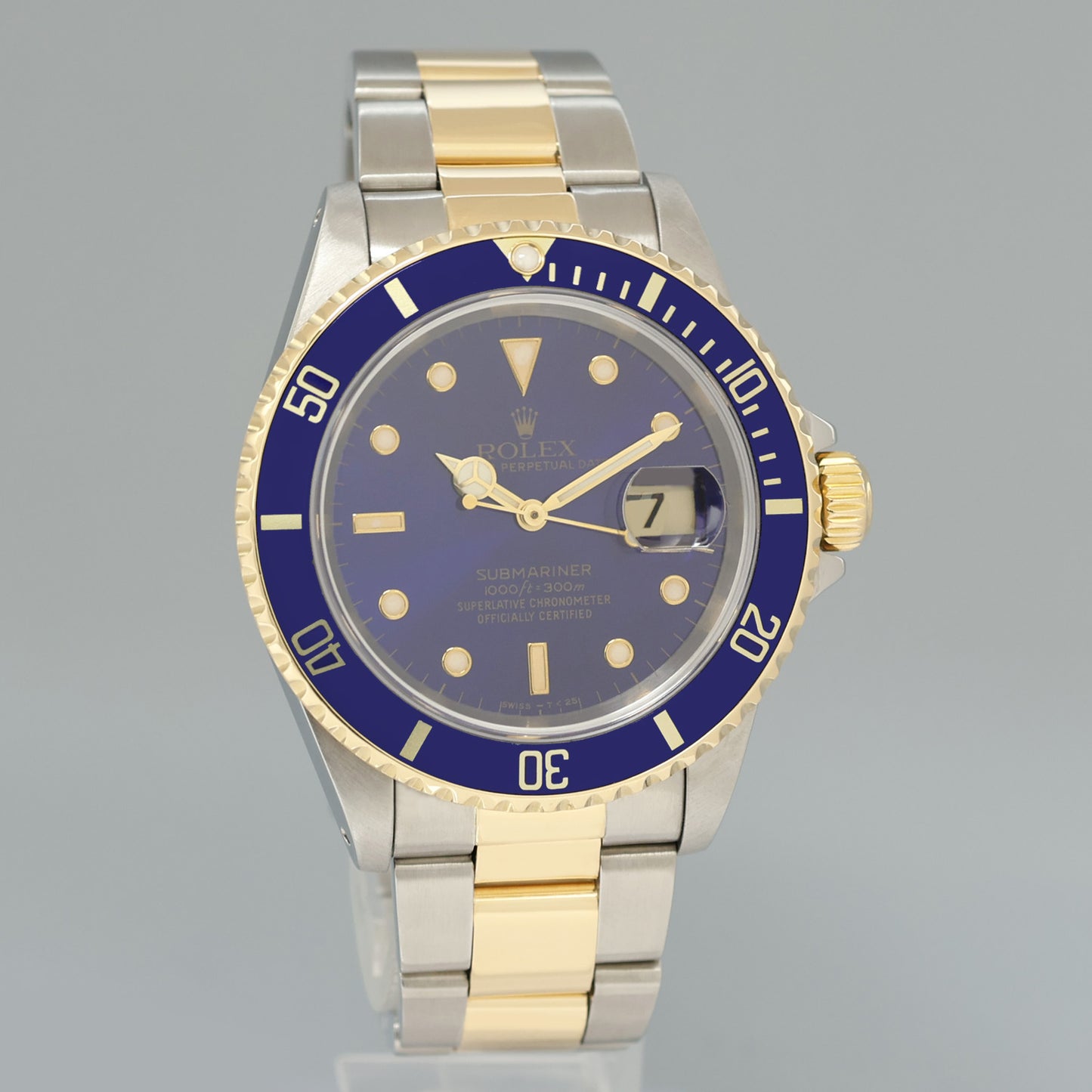 Rolex Submariner 16613LB Yellow Gold Steel Two Tone Yellow Gold Sunburst Blue Watch