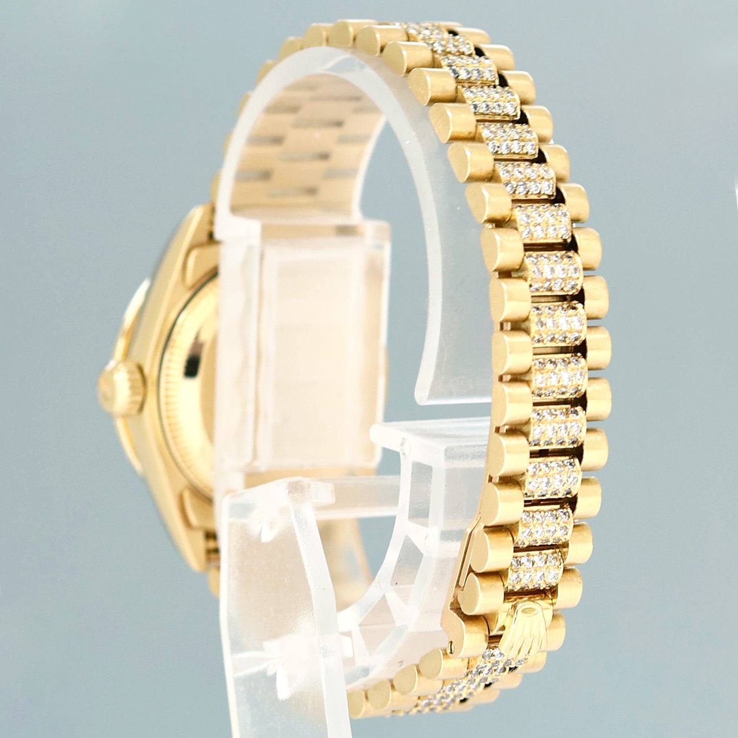 Full Diamond Ladies Rolex DateJust 79178 President 26mm 18K Yellow Gold Blue Dial Watch Box