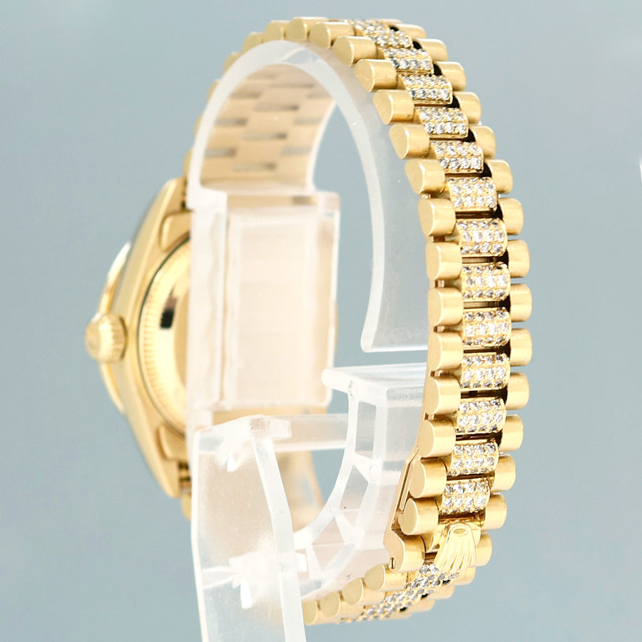 Full Diamond Ladies Rolex DateJust 79178 President 26mm 18K Yellow Gold Blue Dial Watch Box