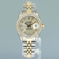 PAPERS Diamond Ladies Rolex DateJust 26mm 69173 Two Tone 18k Gold Steel Silver Watch