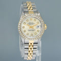 PAPERS Diamond Ladies Rolex DateJust 26mm 69173 Two Tone 18k Gold Steel Silver Watch