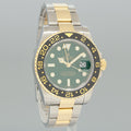 PAPERS Rolex GMT-Master II 2 Ceramic 116713 Green Dial Two Tone Steel Yellow Gold Watch