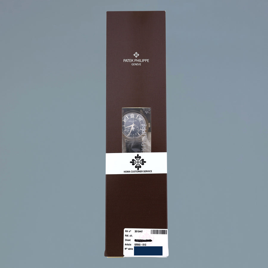 2025 Patek Service PAPERS Patek Philippe 5205G White Gold Annual Calendar Blue Watch
