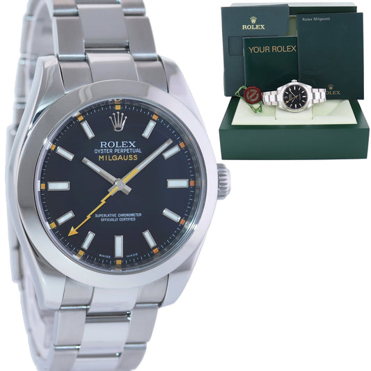 Rolex Milgauss 40mm Orange Black 116400 Stainless Steel Watch Box