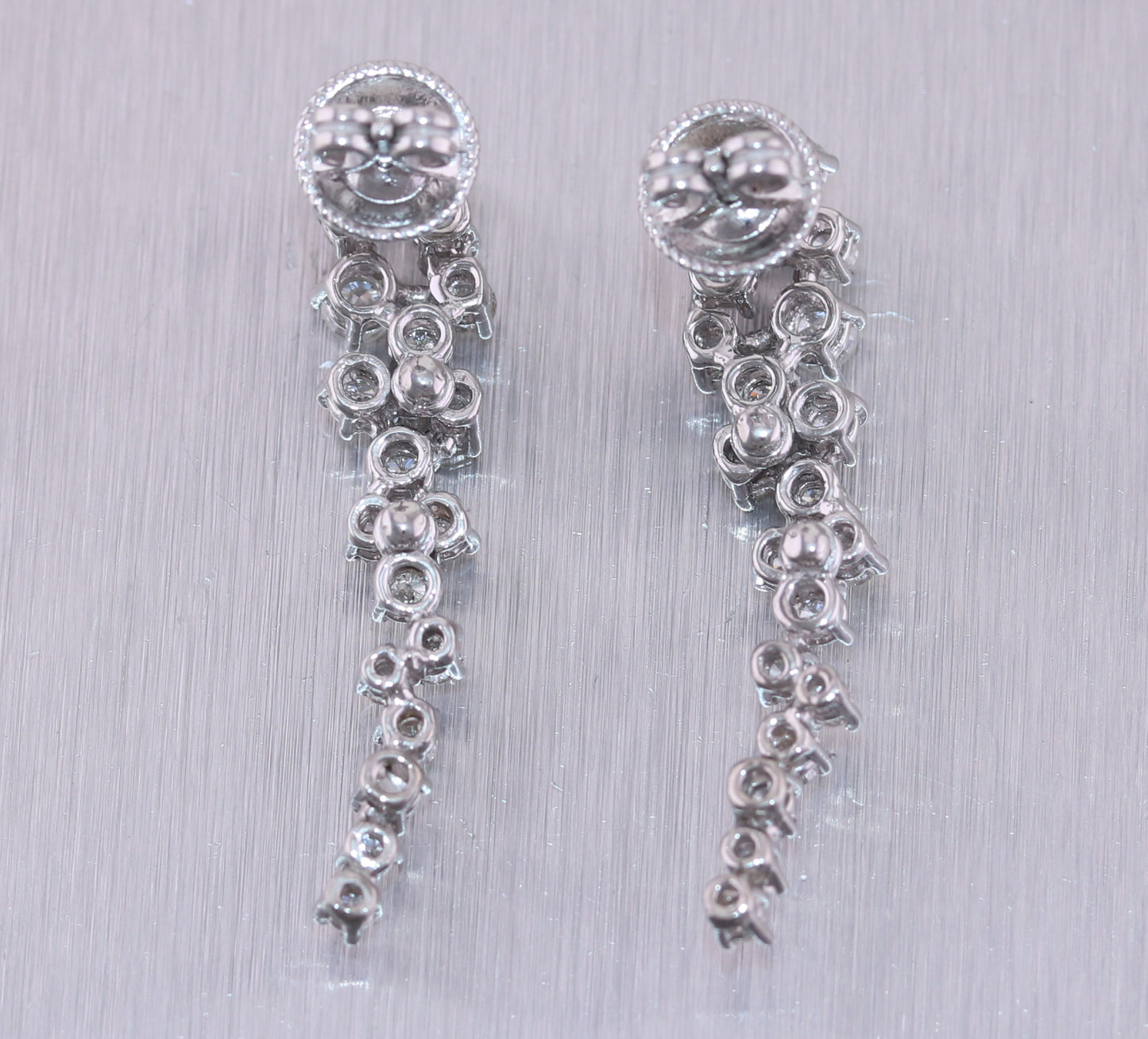 14k White Gold 2.02ctw Diamond Dangle Bridal Earrings