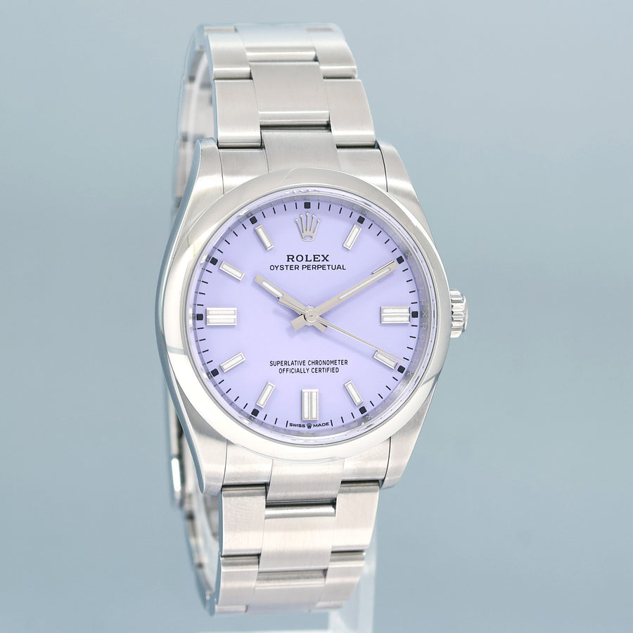 2025 NEW PAPERS Rolex Oyster Perpetual 126000 36mm Lavender Dial Watch Box