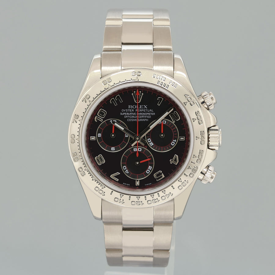 2007 MINT PAPERS Rolex Daytona Black Racing Dial 116509 White Gold 40mm Watch Box