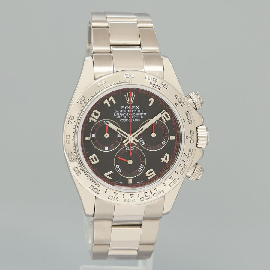 2007 MINT PAPERS Rolex Daytona Black Racing Dial 116509 White Gold 40mm Watch Box