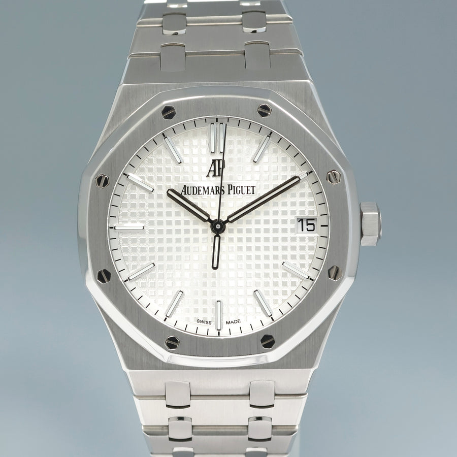 MINT Papers Audemars Piguet Royal Oak 41mm Steel 15500ST White Stick Watch Box