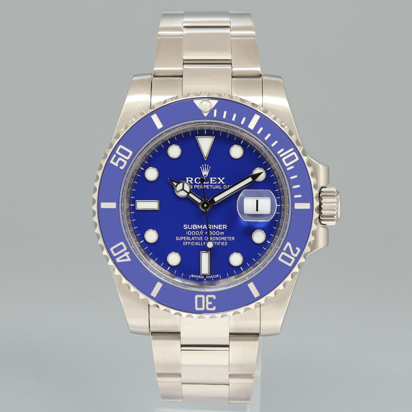 MINT Rolex Submariner Smurf 116619 White Gold Blue 40mm Ceramic Watch Box