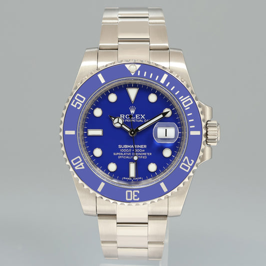 MINT Rolex Submariner Smurf 116619 White Gold Blue 40mm Ceramic Watch Box