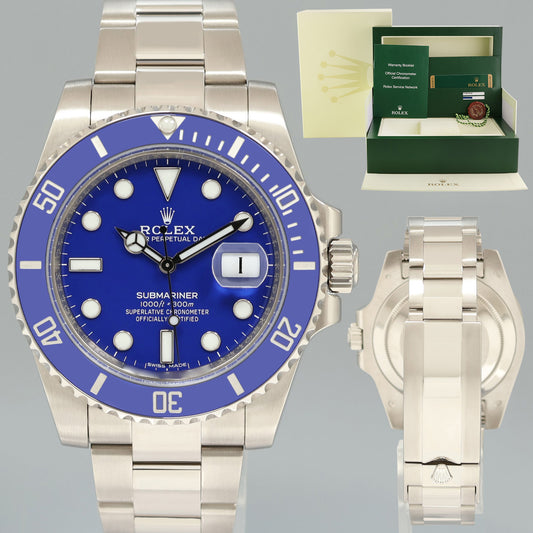MINT PAPERS Rolex Submariner Blue Smurf 116619 White Gold 40mm Watch Box
