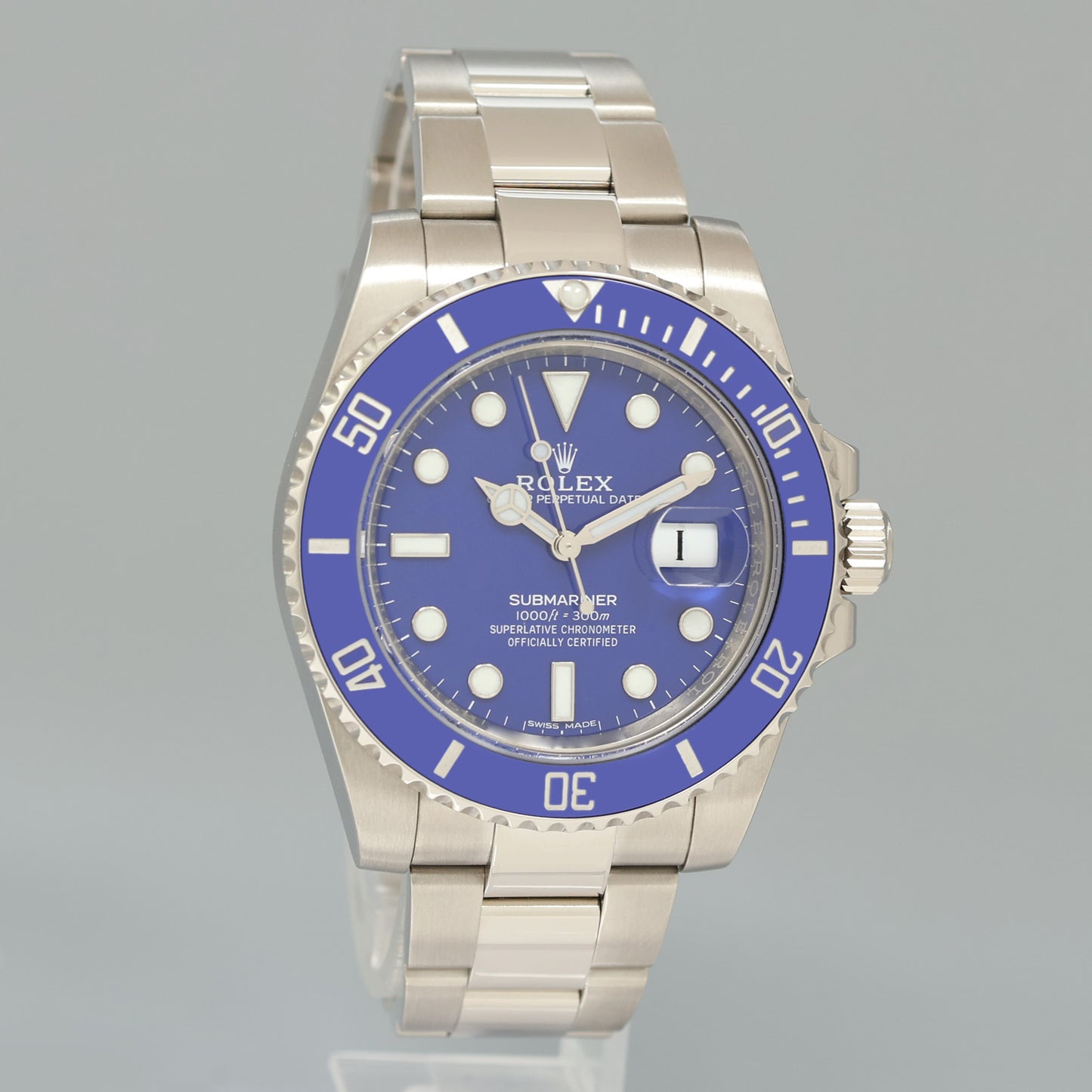 MINT Rolex Submariner Smurf 116619 White Gold Blue 40mm Ceramic Watch Box