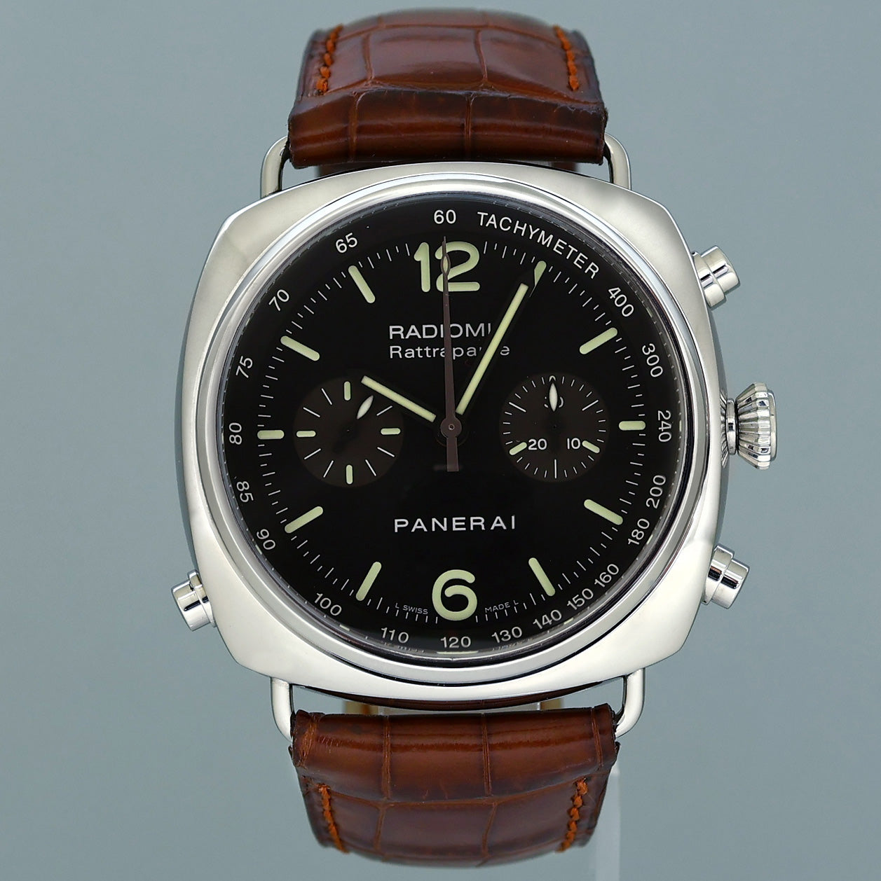 PAPERS Mint Panerai PAM 214 Radiomir Rattrapante Chronograph Steel Black Dial 45mm PAM00214 Box